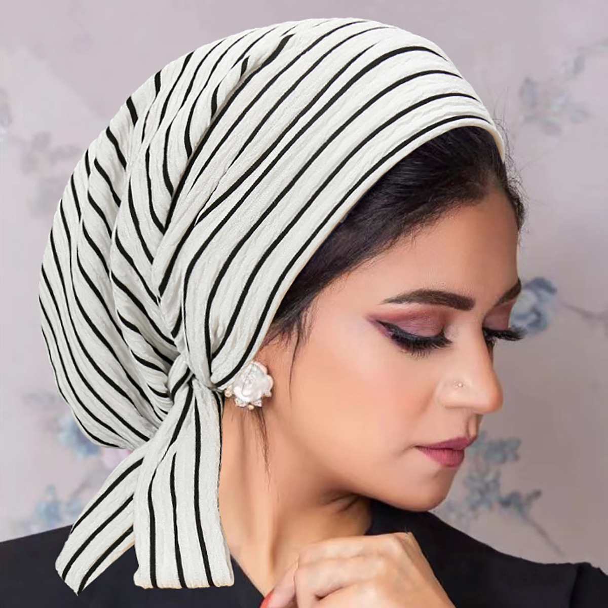 Chapeaux pour femmes 2026 : Nouveaux bonnets à motif ondulé, à rayures, avec longue queue et nœud, pour chimiothérapie, parfaits pour les tenues féminines