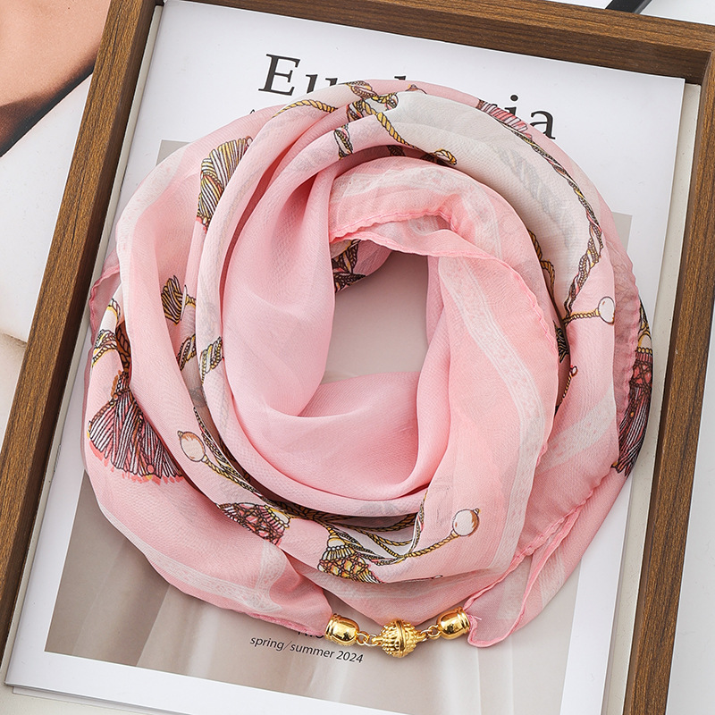 Écharpe fine de protection solaire pour femme, avec fermoir magnétique, petit châle carré en mousseline élégante, foulard en soie pour la protection du cou en climatiseur