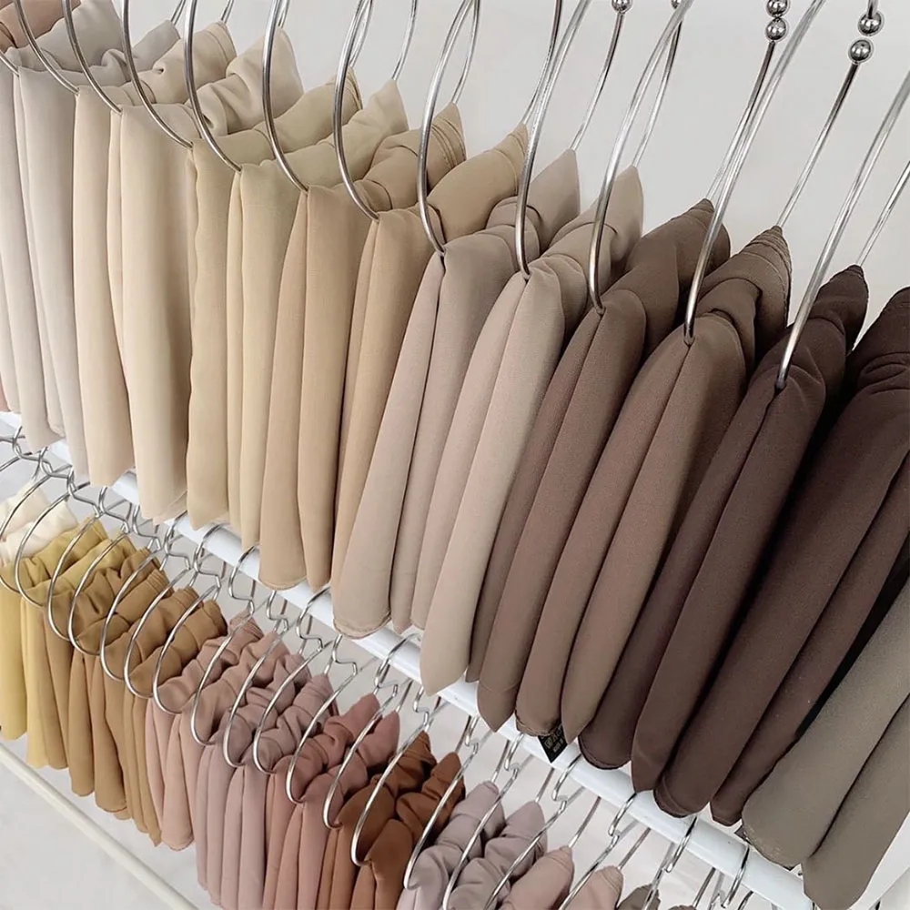 Ramadan mousseline de soie Hijab écharpe 72*175 cm couleur unie mode musulmane châle foulards pour femmes Islam chapeaux dames foulards voile