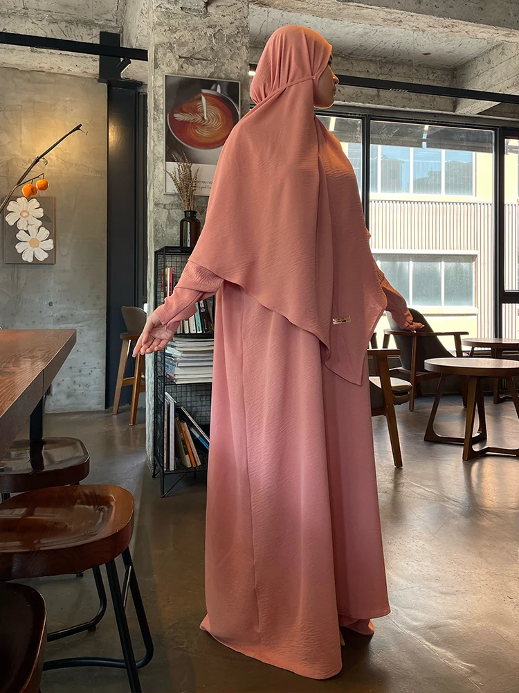 Abaya-Robe Longue de Prière Saoudite pour Femme Musulmane, Vêtement de Ramadan, Niqab, Jilbab, Ensemble de 2 Pièces