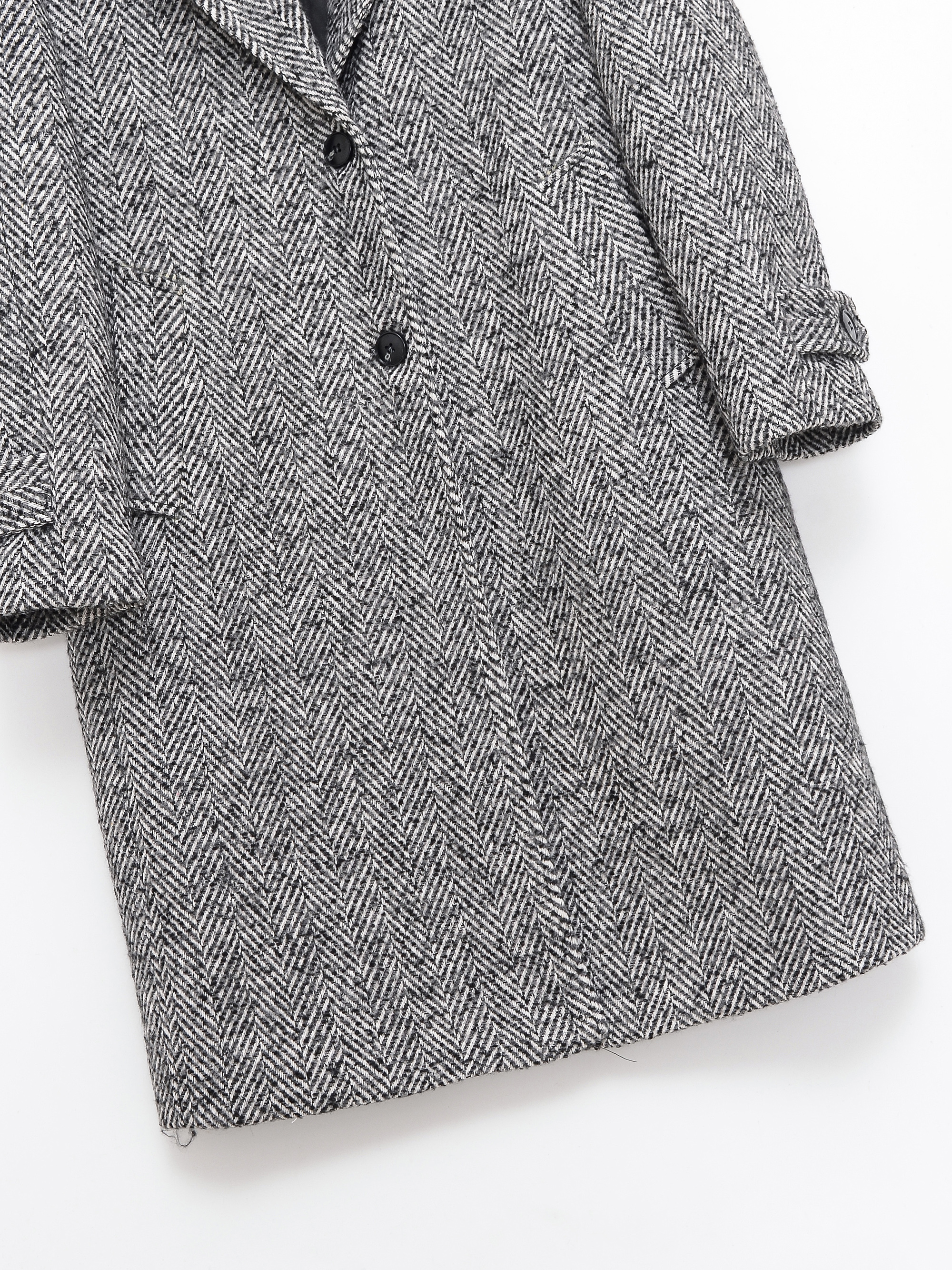 KONDALA femmes trajet chevrons motif manteau automne hiver revers boutons Midi manteau 2025 mode femme décontracté gris Long manteau