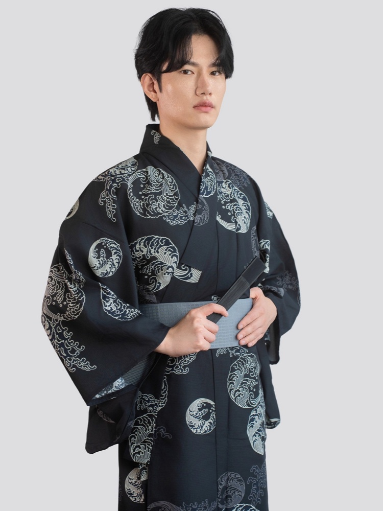 Kimono traditionnel de Style japonais pour hommes, avec ceinture, Anti-rides, imprimés confortables, Yukata, peignoir de maison, Costume de Cosplay