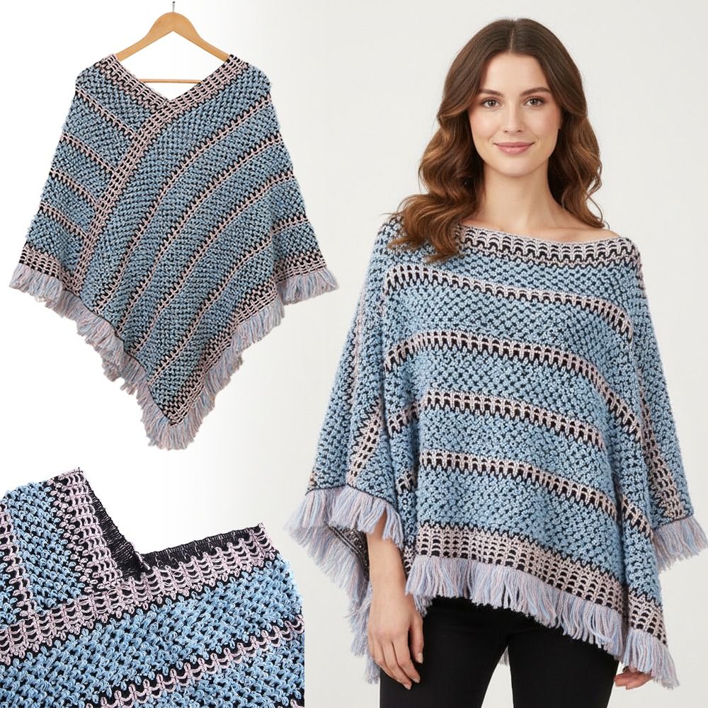 Mode automne hiver chaud tricoté châle Style ethnique rayure gland châle Cape tricot enveloppes écharpe pour femmes fille