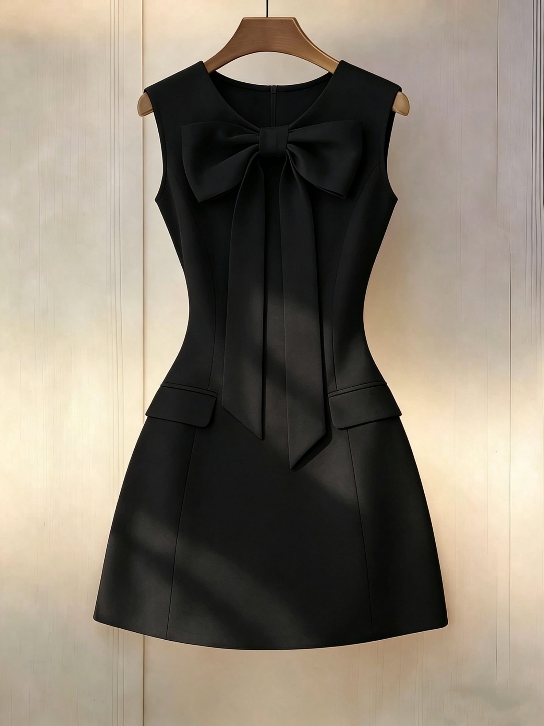 Robe élégante pour femme avec un simple nœud, robe minimaliste sophistiquée pour femmes