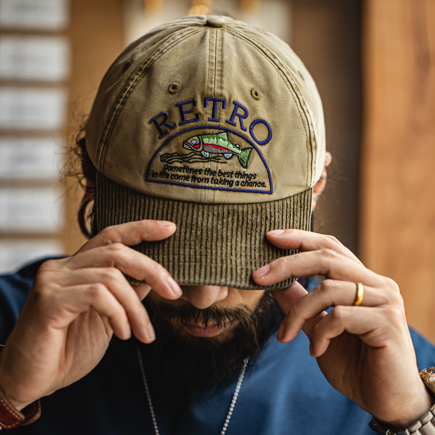 Maden – casquette de Baseball Vintage en velours côtelé, kaki, bord incurvé, chapeau unisexe brodé au quotidien, visière polyvalente pour le Style OOTD
