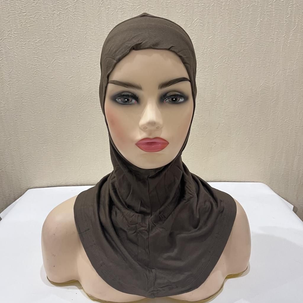C215 Extra plus long Modal coton Jersey plus grande taille visage mince Ninja sous-écharpe couverture complète chapeaux musulmans bandeau intérieur Turban casquettes