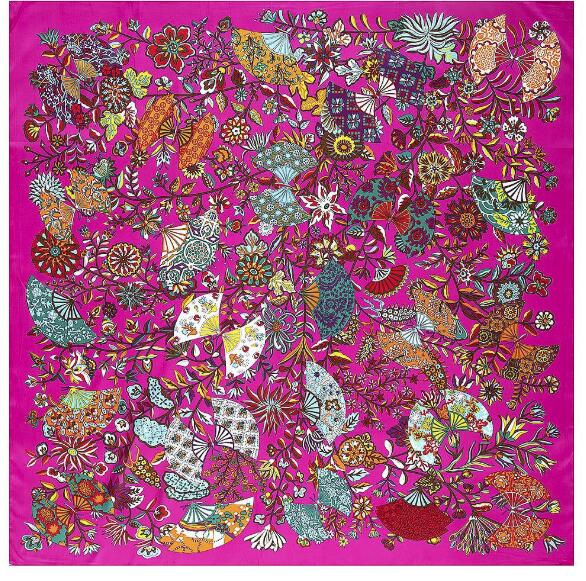 Écharpe carrée en sergé pour femme, marque de luxe, branches et fleurs, châles, hijab, 130x130cm