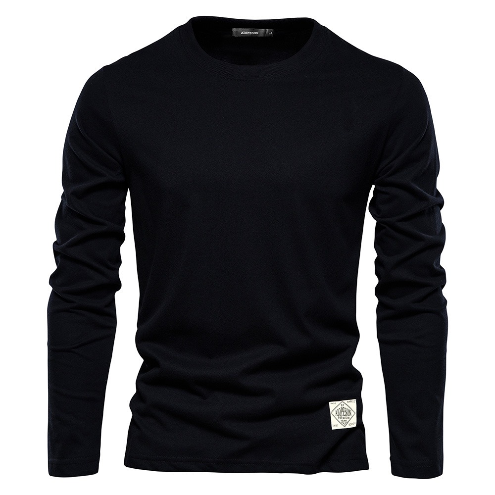 T-shirt pour hommes coton à manches longues T-shirts couleur unie manches pleine longueur pour printemps automne sous-vêtements vêtements pour hommes