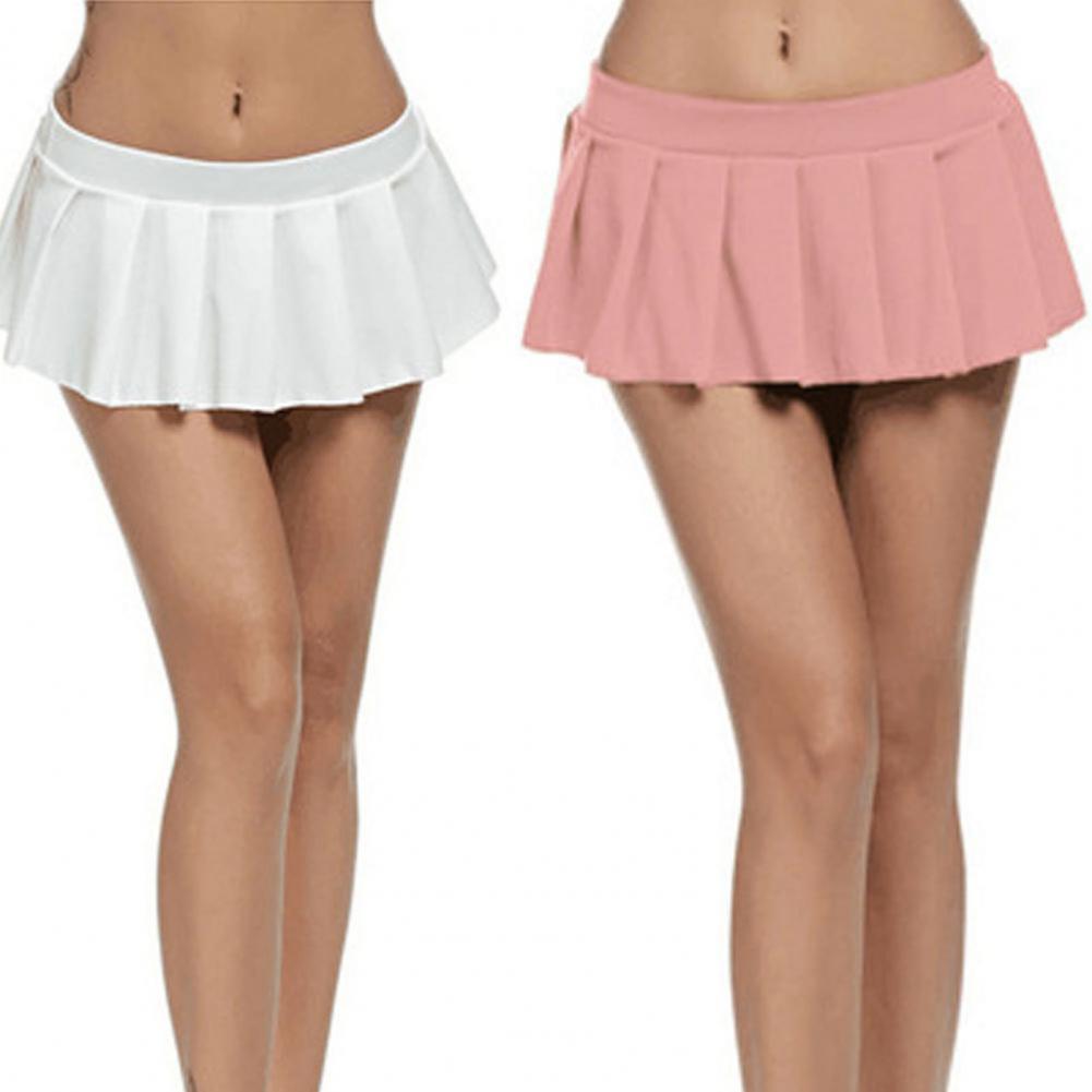 Jupe plissée tendance, taille basse, Mini jupe trapèze élégante, jupe de soirée Chic, couleur unie, Micro pour tenue de boîte de nuit, Sexy