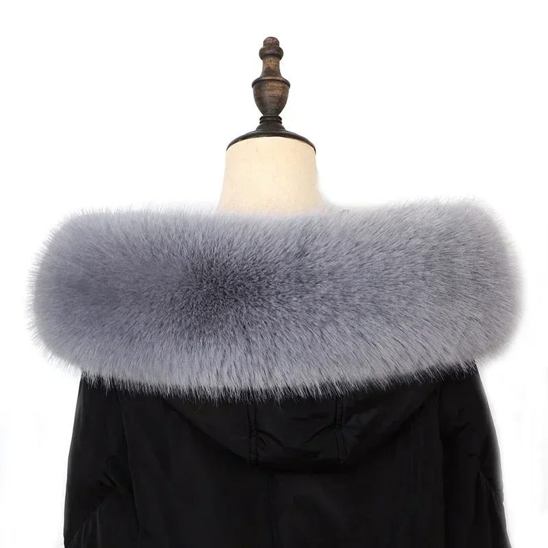 Hiver femmes fausse fourrure de renard col châle fourrure col manteau capuche décor fausse écharpe Parkas manteau col foulards