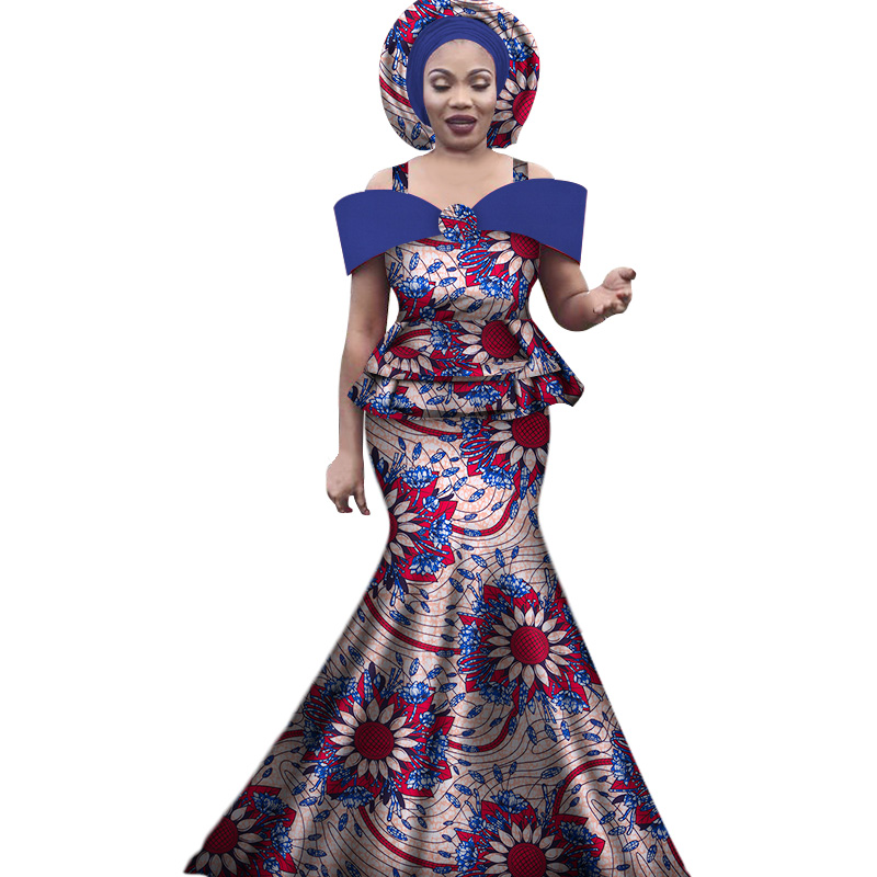 Tenues africaines avec cravate de sauna pour femmes, ensemble de jupes longues et en Y à bretelles imprimées Dashiki Bazin, vêtements africains WY3113