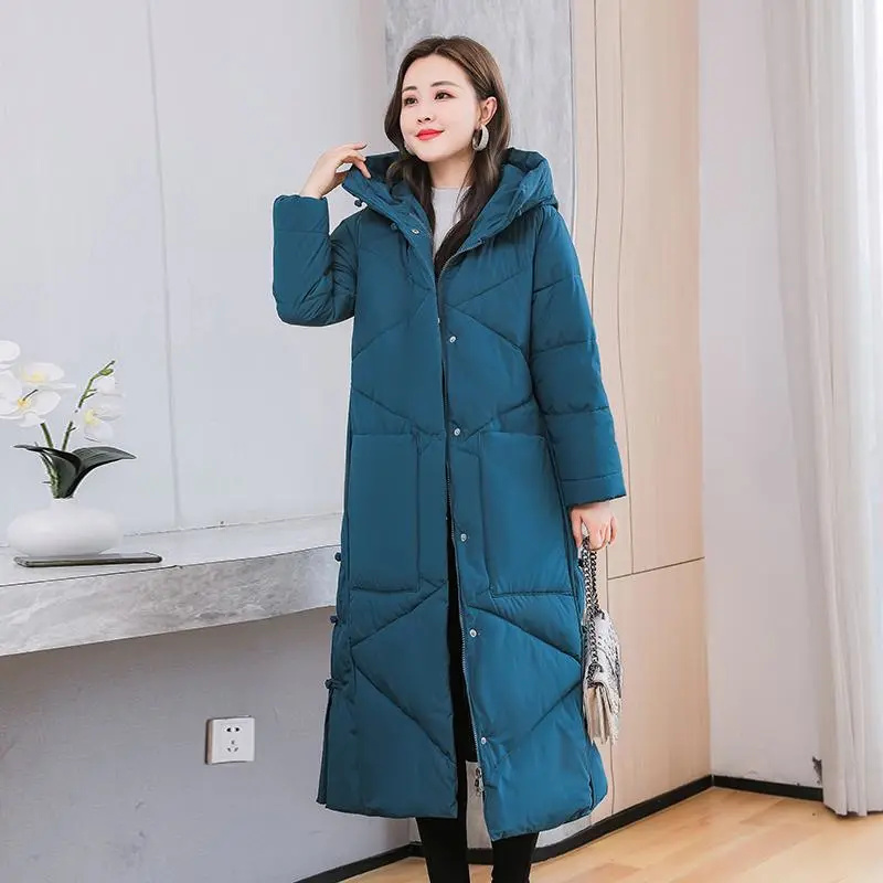 Veste mi-longue pour femme, manteau au genou, mode coréenne, coton noir, optique féminine, A823, hiver, nouveau, 2022