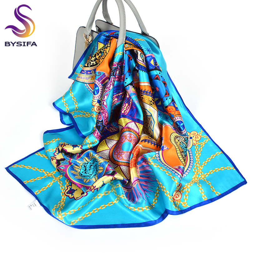 BYSIFA-Écharpe de Marque de Luxe pour Femme, Châle de Printemps, Automne et Hiver, 88x88cm, 100%