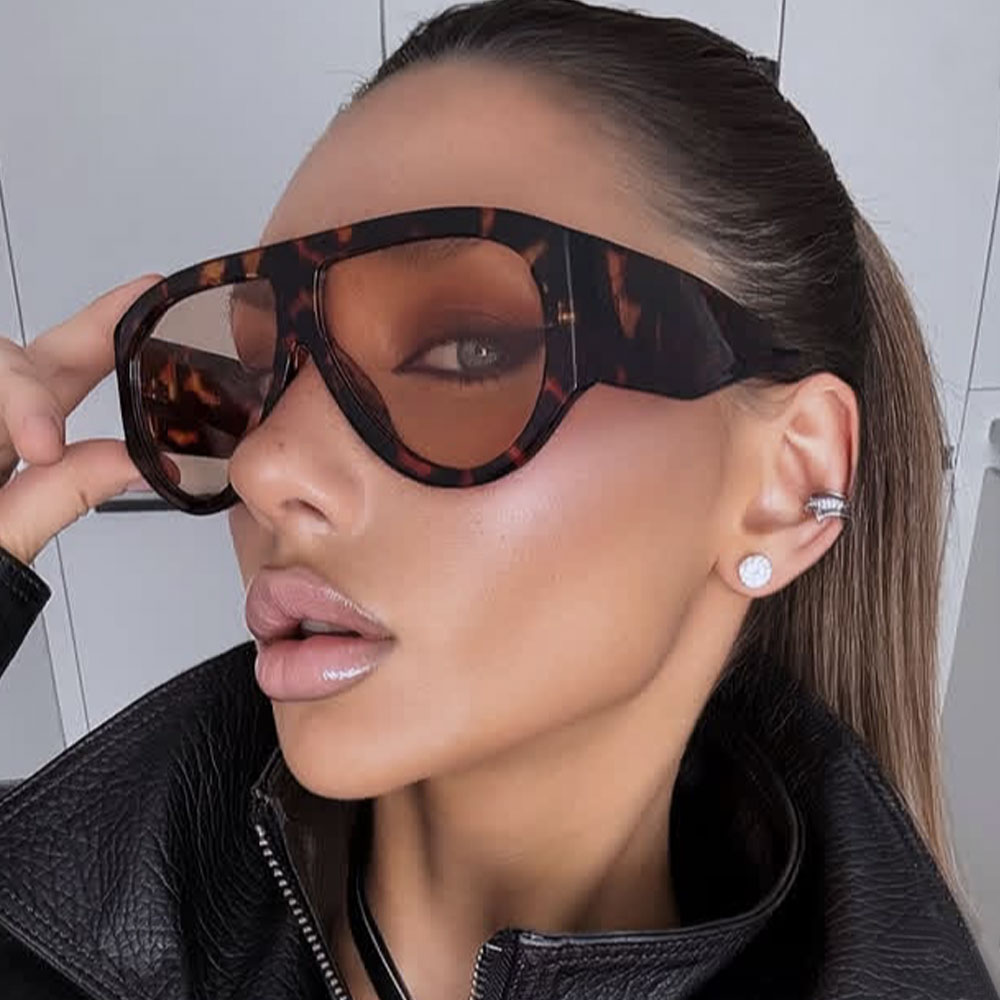 Nouvelles lunettes de soleil tendance pour femmes et hommes, style vintage, surdimensionnées, ovales, vert et marron dégradé, lunettes de soleil élégantes pour femmes, protection UV400