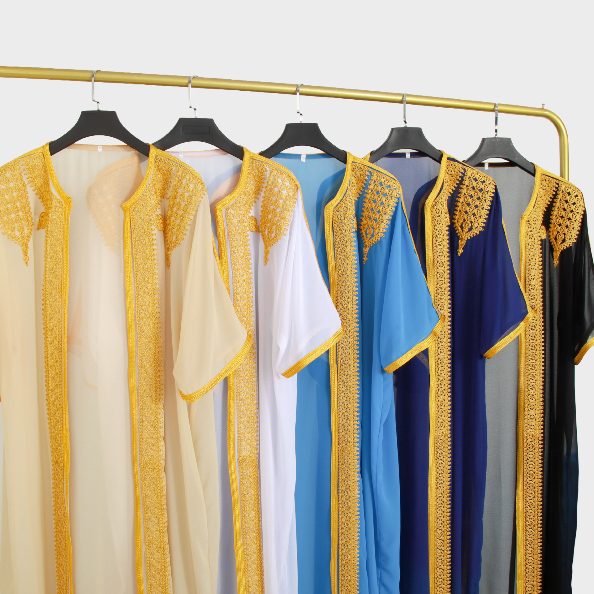 Robe d'Eid pour homme, Jubba, Thobe, Abaya ouverte, Dishdasha, Cardigan islamique brodé, Abayas, Kaftan de prière musulman pour homme, style Dubaï, Ramadan, Maroc