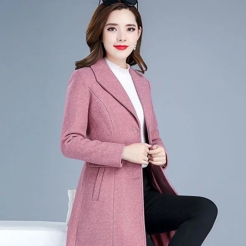 Manteau en laine pour femme, nouvelle collection automne/hiver 2026, manteau en laine élégant, coupe ajustée, longueur moyenne à longue, manteau d'extérieur épais et décontracté pour femme