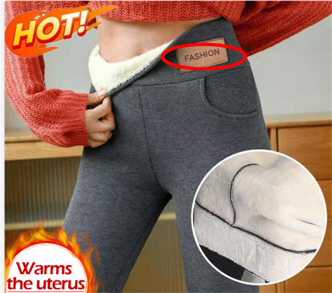 Leggings d'hiver pour femme, chauds et épais en laine d'agneau, taille haute, en polaire, effet push-up, très extensibles, avec poches