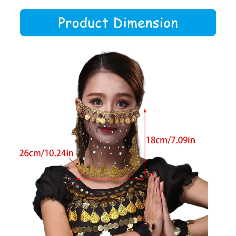 Femmes danse ventre face voile écharpe costume d'Halloween Cosplay Veil pour danse