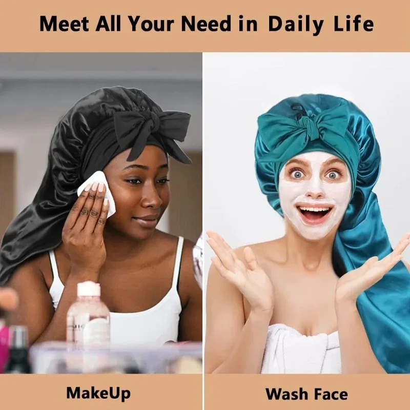 Bonnet de nuit long pour cheveux raides et bouclés, bonnets extra larges pour dreadlocks et tresses, bonnets de nuit en satin