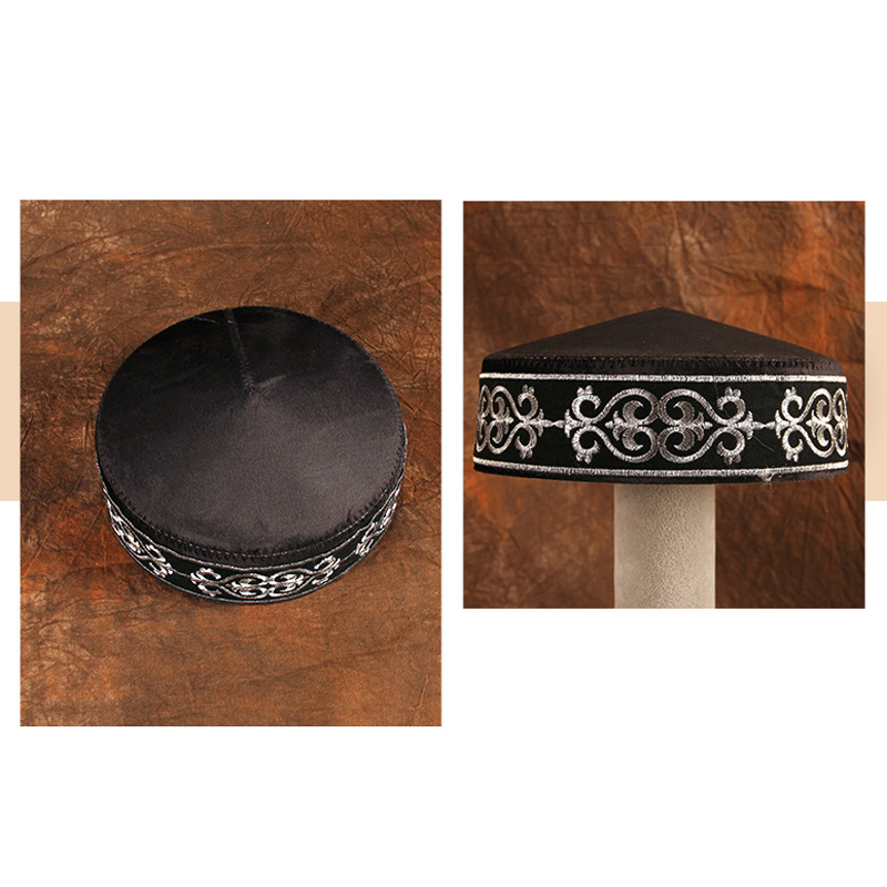 Chapeaux kazakhs pour hommes, noirs, brodés, pour la scène, la danse, les fêtes, chapeaux de Dubaï, Kufi, Hijab, vêtements kazakhs, casquette traditionnelle