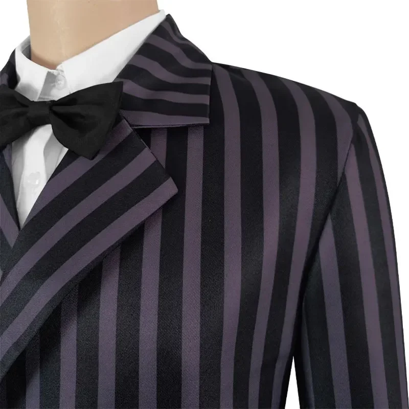 Costume de Cosplay du Film Gomez Addams, tenue de carnaval d'halloween pour hommes, manteau, chemise, pantalon, cravate, uniforme de fête