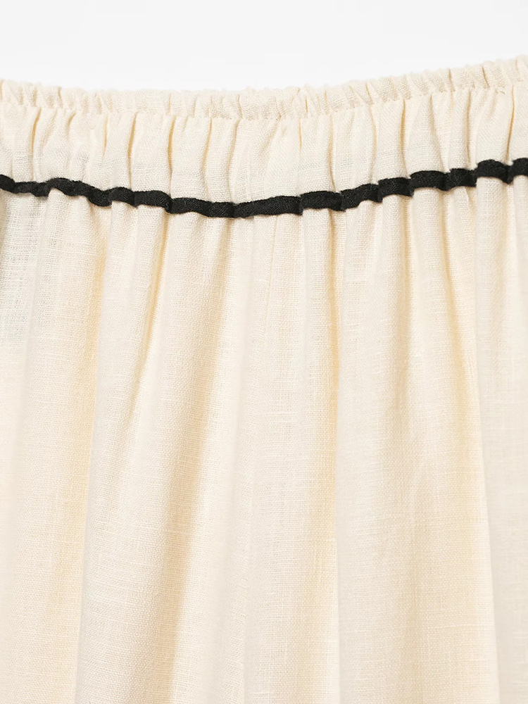 Ensemble 2 pièces pour femme : Blouse à col contrastant et manches longues, et pantalon large assorti – Tenue décontractée pour femme