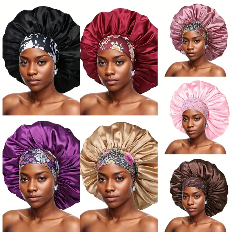 Bonnet uni pour femmes, mode décontractée, imprimé floral, bande large, bonnet doux et confortable pour dormir, pour femmes et filles