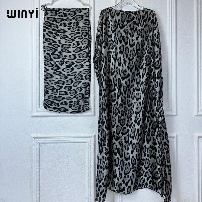 WINYI-Abaya pour femmes musulmanes, robe africaine dubaï, col ras du cou, kaftan imprimé, robe maxi élégante