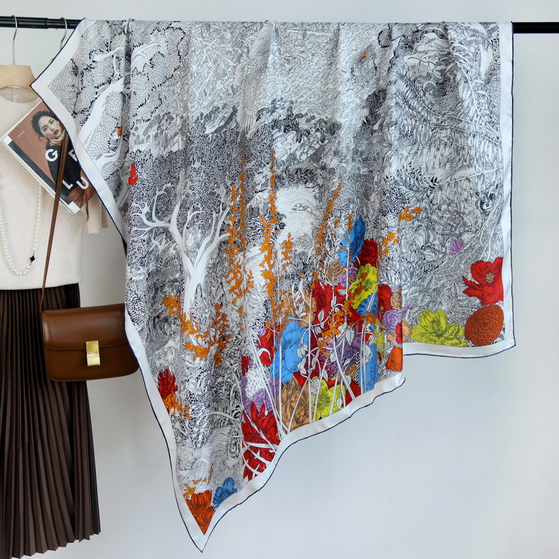 Écharpe de mûrier douce, grand ourlet, châle roulé, ourlets en sergé, foulards de styliste roulés, châles féminins, étole 135cm