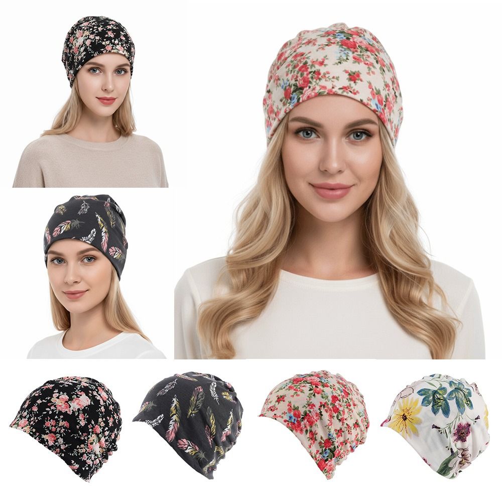 Turban de haute qualité à imprimé floral bohème, chapeau décontracté de printemps pour chimiothérapie, chapeau en coton coupe-vent, bandana pour femme, style ethnique