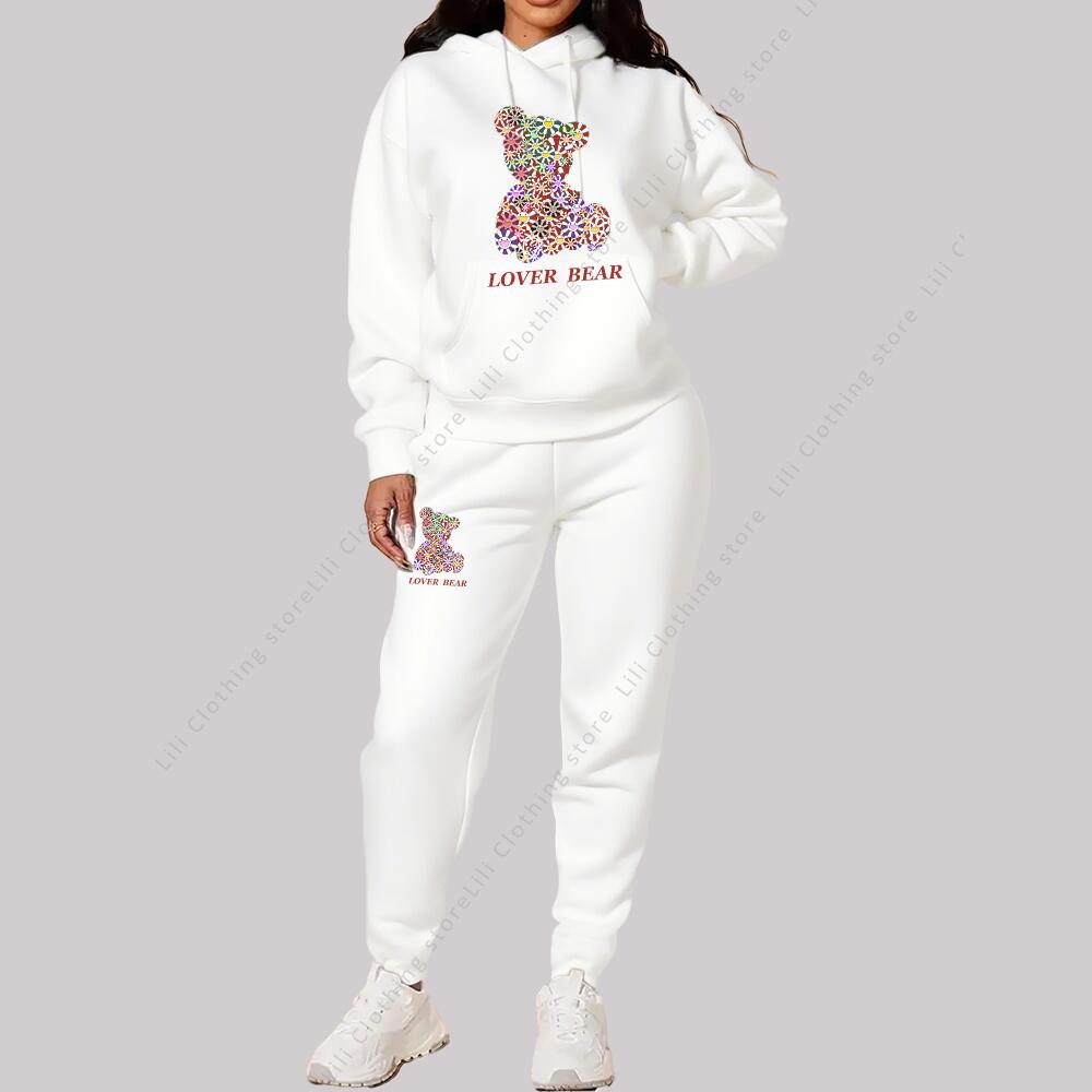 Ensembles pour femmes sweats à capuche pantalons tenues costume 2025 nouveaux vêtements de sport survêtement ours graphique lettre imprimer esthétique tendance dames survêtement