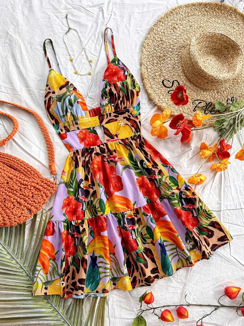 Robes pour femmes Été 2025 Nouveautés Robe de plage sans manches pour les vacances Vêtements pour femmes Mode Vacances Sexy Robe mini dos nu