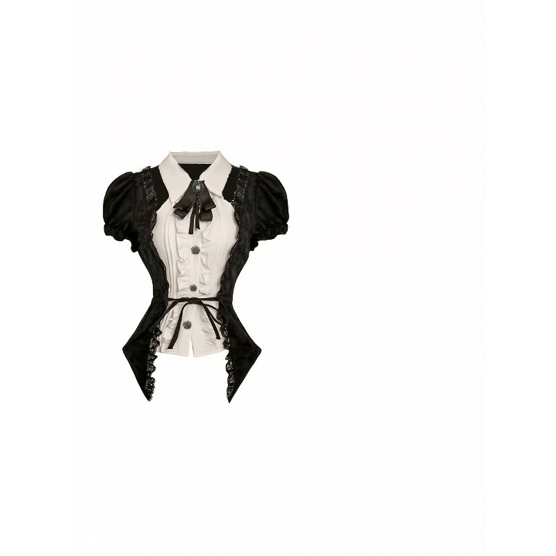 Nouvel ensemble de costumes de cosplay Lolita sexy : chemise à taille haute et jupe courte à carreaux avec dentelle, idéal pour les soirées à thème et les jeux de rôle pour femmes