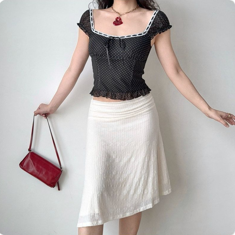 Deeptown – jupe courte élégante pour femmes, style Vintage Fairycore, jupes asymétriques à volants, Style coréen, mode douce, jupes trapèze d'été