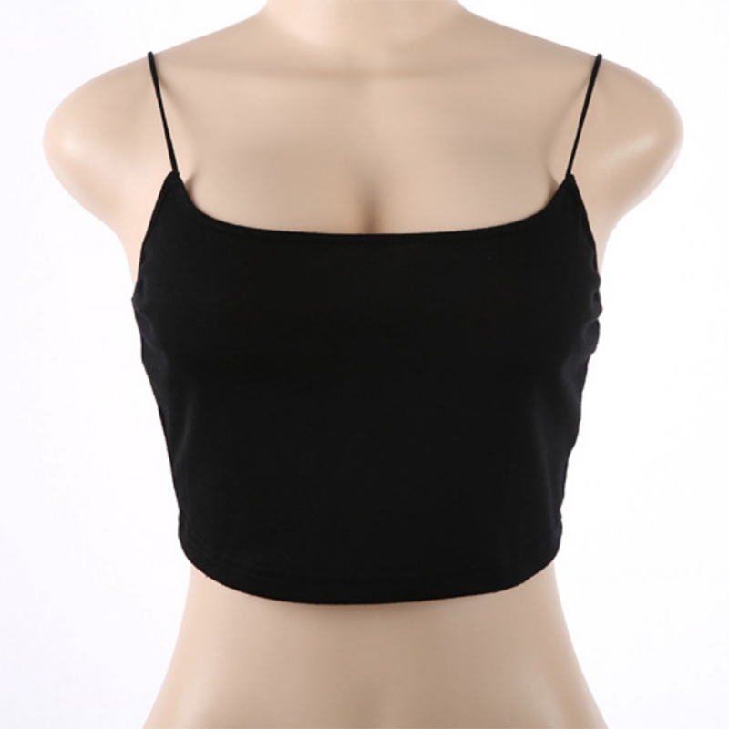 Débardeur d'été pour femmes, gilet Sexy, sans manches, bretelles en coton, Camis, Fitness, Bustier, haut court, t-shirts sans couture, hauts noirs et blancs