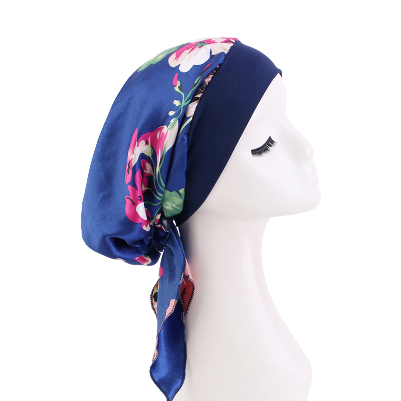 Turban imprimé en Satin pour femmes musulmanes, bandeau élastique, couvre-chef extensible, bonnet de chimiothérapie, intérieur, Turban, nouvelle collection