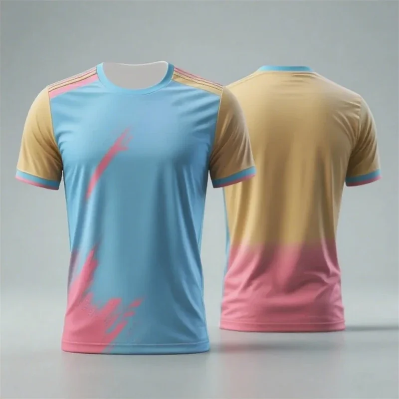 T-shirt de sport tendance et simple, avec un design bicolore contrastant. C'est un t-shirt décontracté idéal pour le fitness estival.