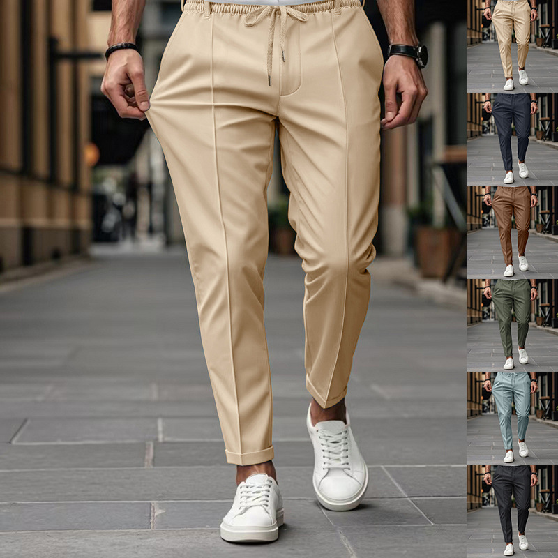 Pantalon de Costume Homme Formel Pantalon Stretch Slim Couleur Unie Décontracté Habillé Longueur Entière Nouvelle Collection Vêtements Homme
