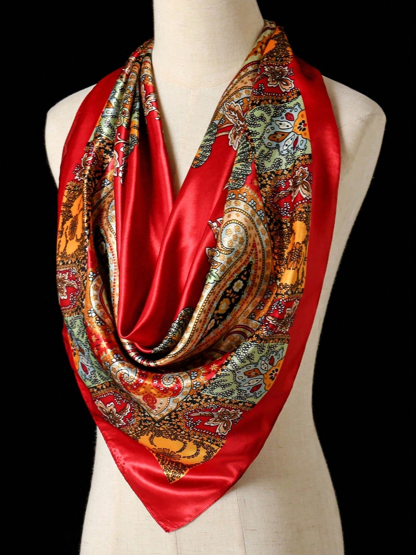 Foulard en Satin de fausse soie imprimé bohème, 1 pièce, Hijab carré, nouveau châle Bandana élégant à fleurs pour femmes, foulards polyvalents respirants