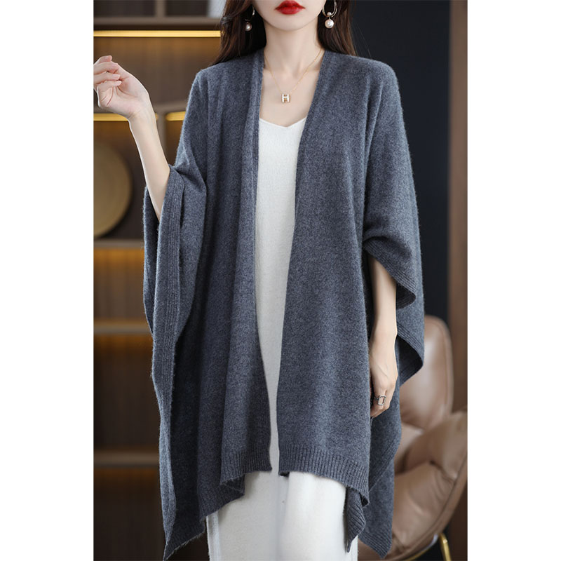 100% laine mérinos femmes grande taille pull décontracté Simple Cardigan laine tricots automne hiver vêtements chauds écharpe châles