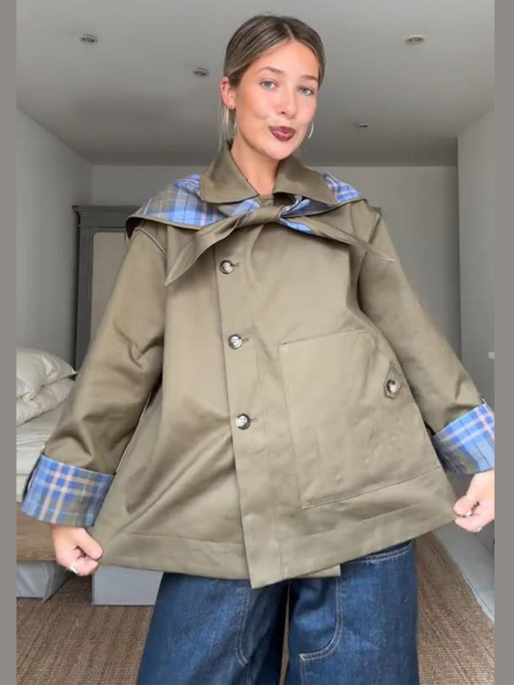 Mode Double face femmes manteaux ample à manches longues col rabattu à manches longues poche femme veste 2025 automne dame vêtements d'extérieur