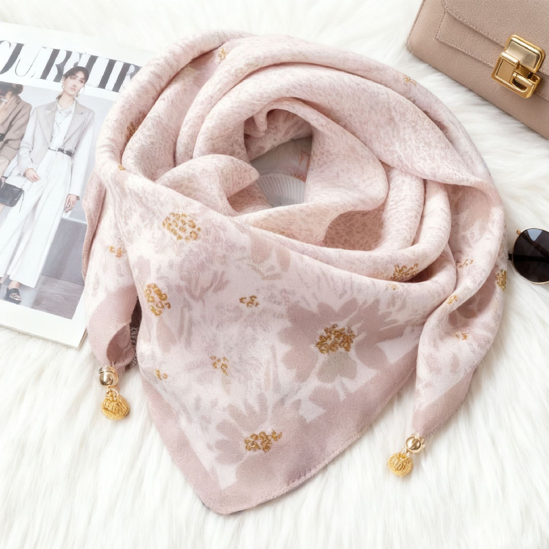 Écharpe en soie magnétique triangulaire pour femme, protection du cou, printemps-automne, en coton et lin, haut de gamme, pour garder au chaud
