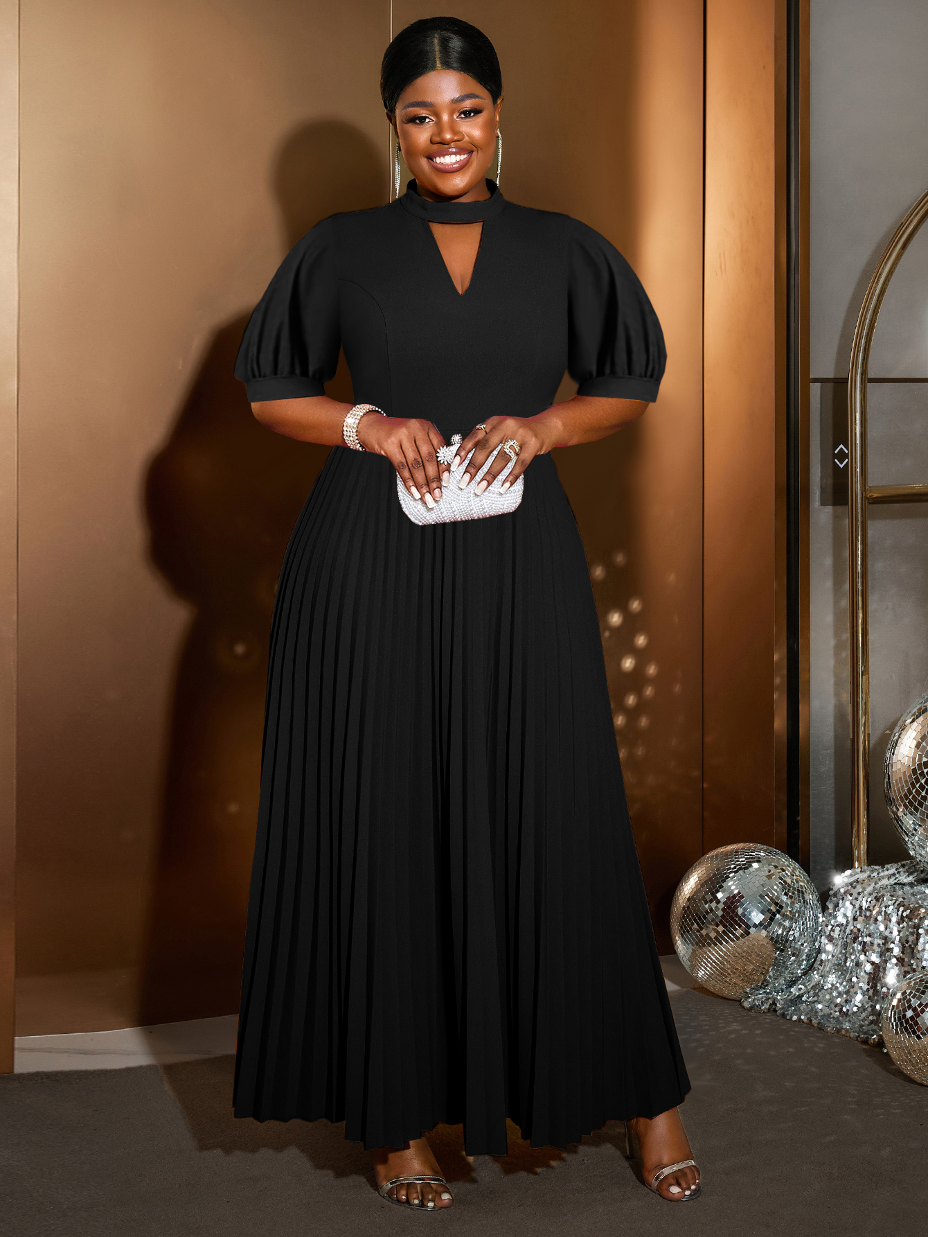 Robe d'église élégante pour femmes, ligne A, col rond, manches courtes bouffantes, plissée, taille haute, chic, Noble, soirée formelle, africaine, nouvelle collection