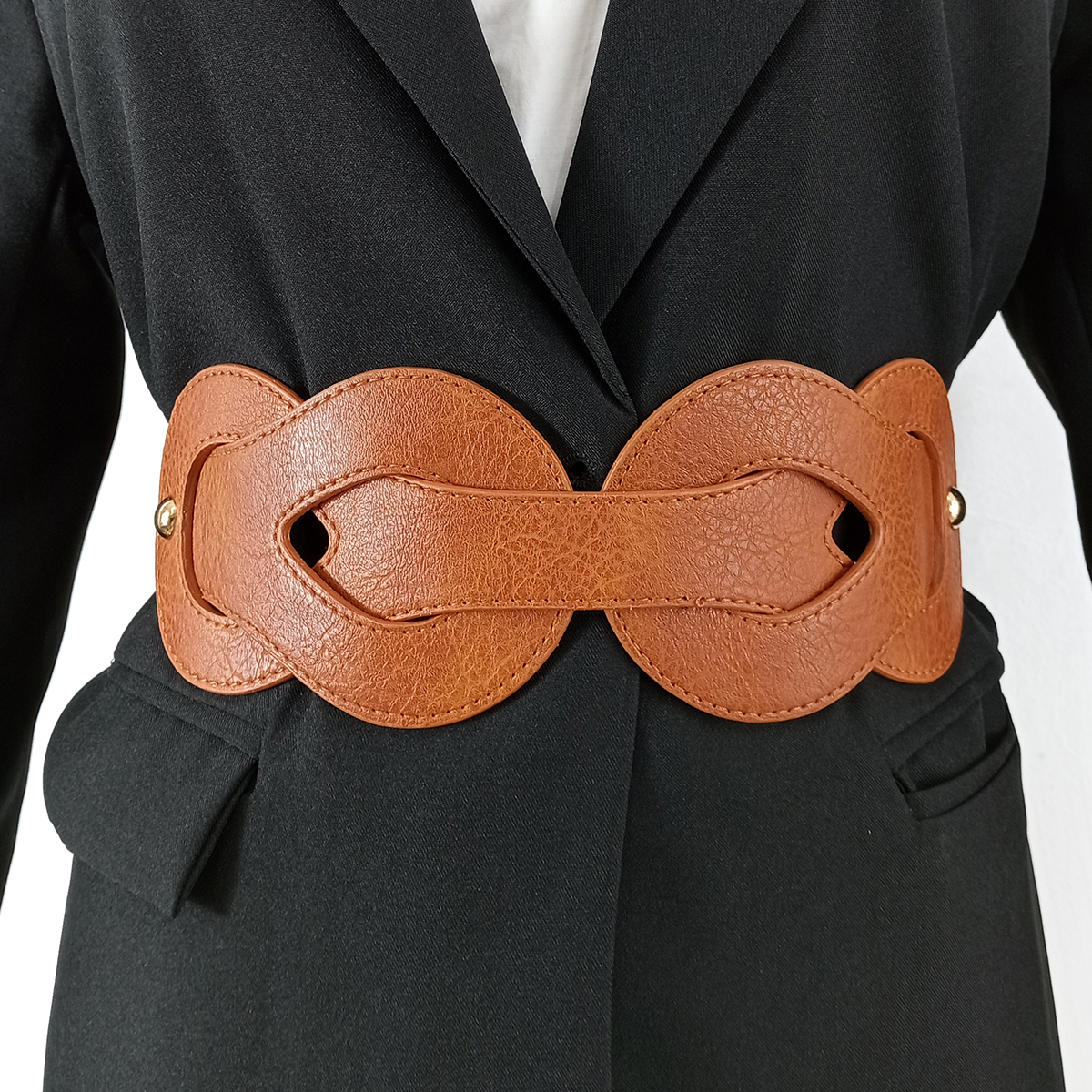 Cummerbunds de créateur vintage pour femmes, ceinture corset élastique, ceinture noire, ceinture marron pour robe, haute qualité, environnement