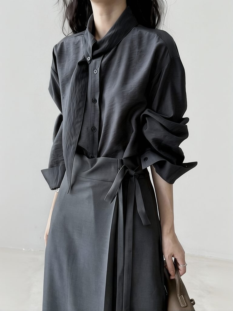 Chemise blanche élégante à col noué de style coréen pour femme, chemisier de travail de créateur à manches longues, chemisier décontracté basique à boutons, nouvelle collection printemps