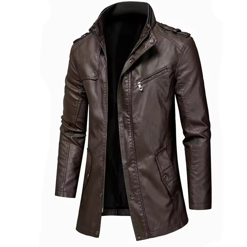 Manteau hommes hiver décontracté angleterre Style Vintage veste en cuir Parkas hommes Oumor hommes automne mode longue poche chaude veste en cuir
