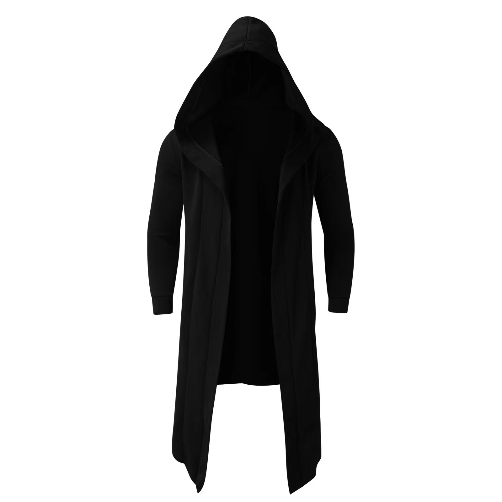 Poncho à capuche pour hommes, vêtements amples, mi-long, solide, Punk, manches longues, manteau épais et chaud, Cardigan, cape, automne hiver