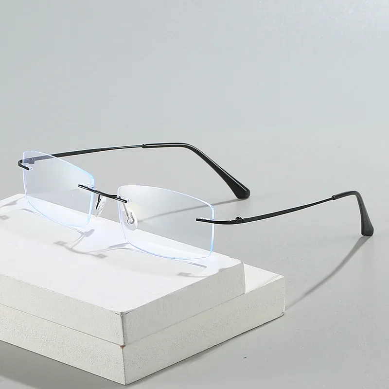Lunettes de myopie sans monture en métal Vintage rétro hommes d'affaires lunettes de vue de près fini Prescription dames moins lunettes dioptrie