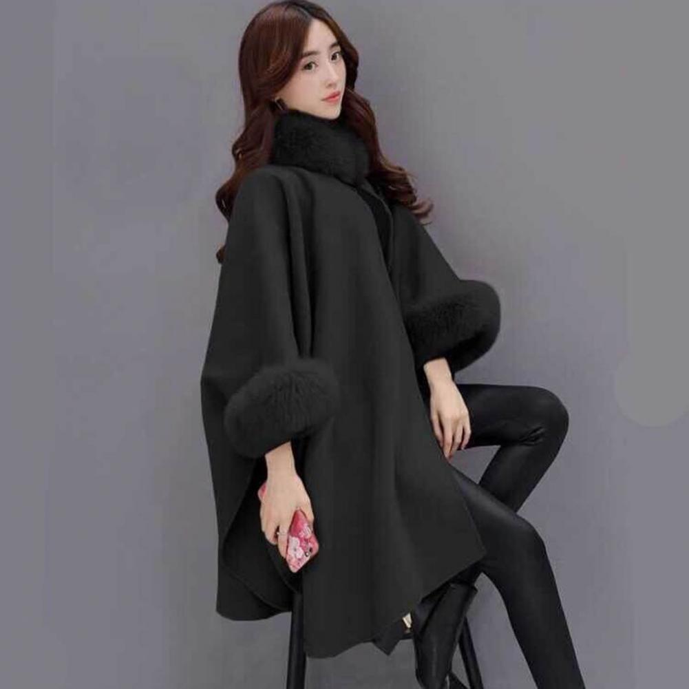 Populaire femmes Cape manteau automne hiver chaud ample mi-long Poncho manteau tout Match femme Poncho manteau pour un usage quotidien