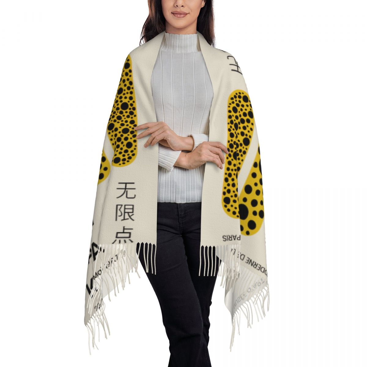 Impression personnalisée Yayoi Kusama Art abstrait écharpe femmes hommes hiver automne chaud foulards châle enveloppement